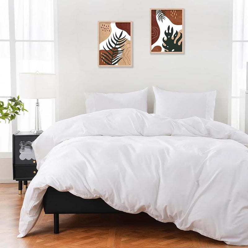 ARlinen Oversize King Duvet Cover Set, 100% Egyptian Cotton, 3 Piece Bedding Set with Zipper Closure, Includes 1 White Duvet Cover (120x98 inches) and 2 Pillow Cases (20x40 inches) - Image 1